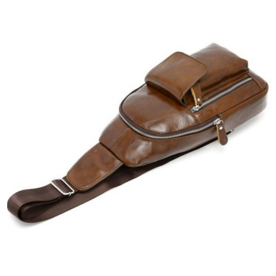 Men's bust bag genuine cowhide leather casual Korean fashion crossbody bag for men