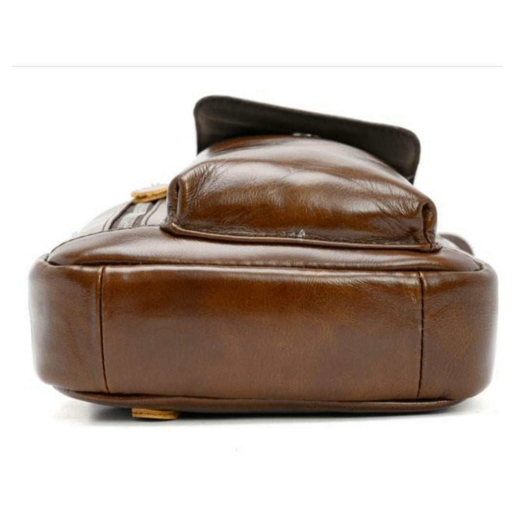 Men's bust bag genuine cowhide leather casual Korean fashion crossbody bag for men