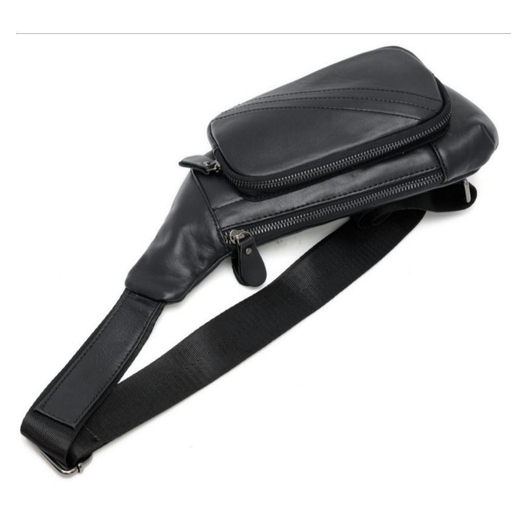 Men's bust bag genuine cowhide leather casual Korean fashion crossbody bag for men