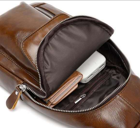 Men's bust bag genuine cowhide leather casual Korean fashion crossbody bag for men