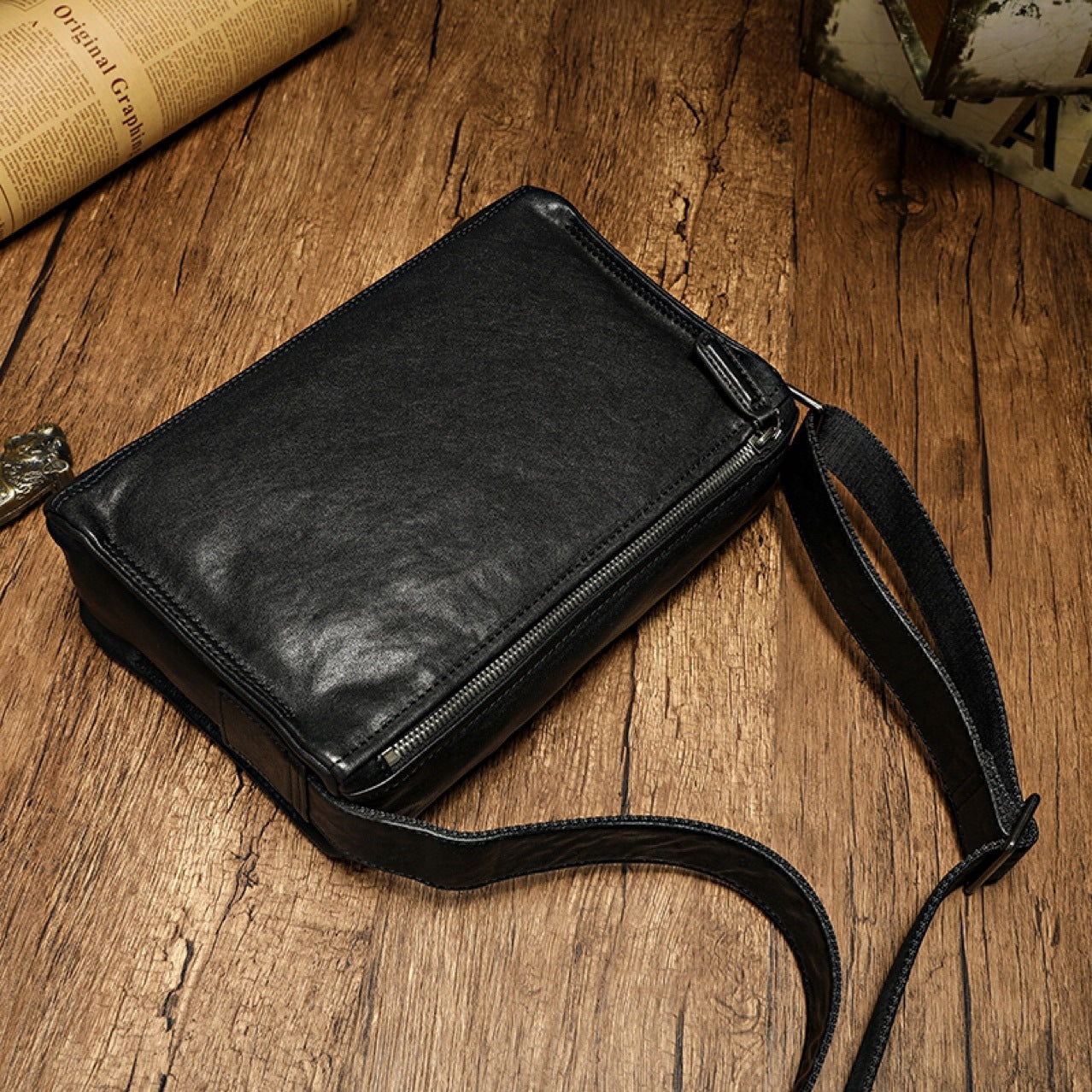 Men's Shoulder Bag Genuine Cowhide Leather Casual Bag Men's Crossbody Bag