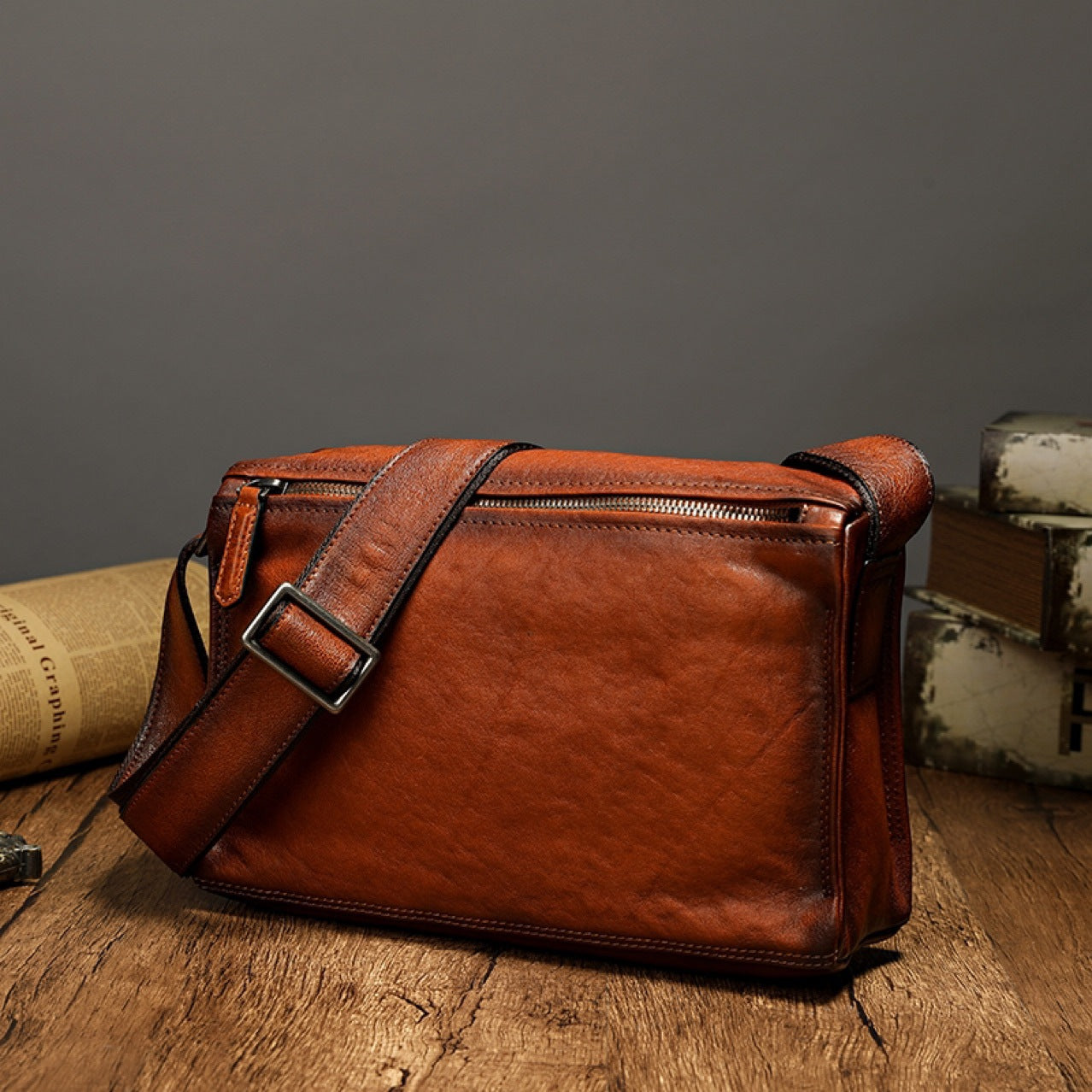 Men's Shoulder Bag Genuine Cowhide Leather Casual Bag Men's Crossbody Bag