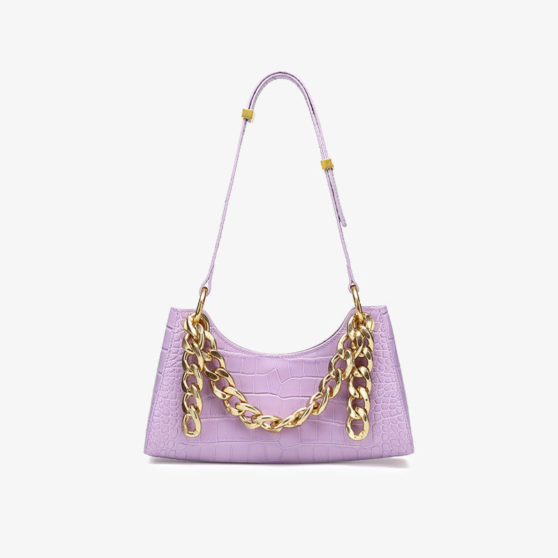 Women's Chain Bag Genuine Leather Handbag Crocodile Pattern Armpit Bag Handbag Fashion Cowhide Shoulder Bag.Pochette