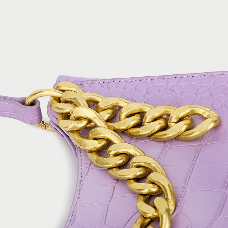 Women's Chain Bag Genuine Leather Handbag Crocodile Pattern Armpit Bag Handbag Fashion Cowhide Shoulder Bag.Pochette