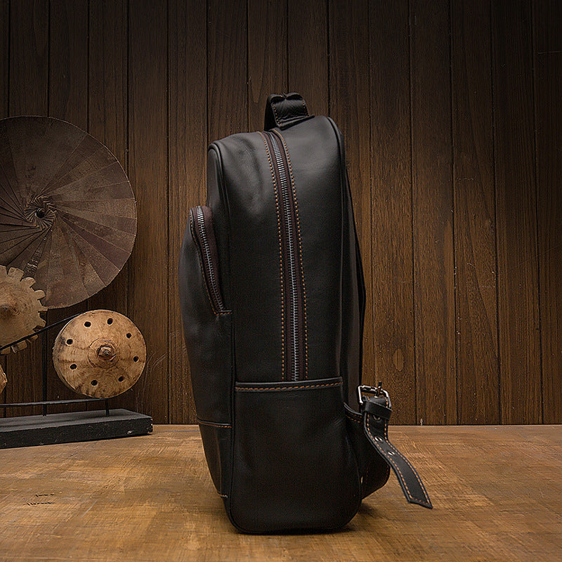 Men's backpack, handmade, genuine cowhide leather, Korean fashion travel bag, business computer bag