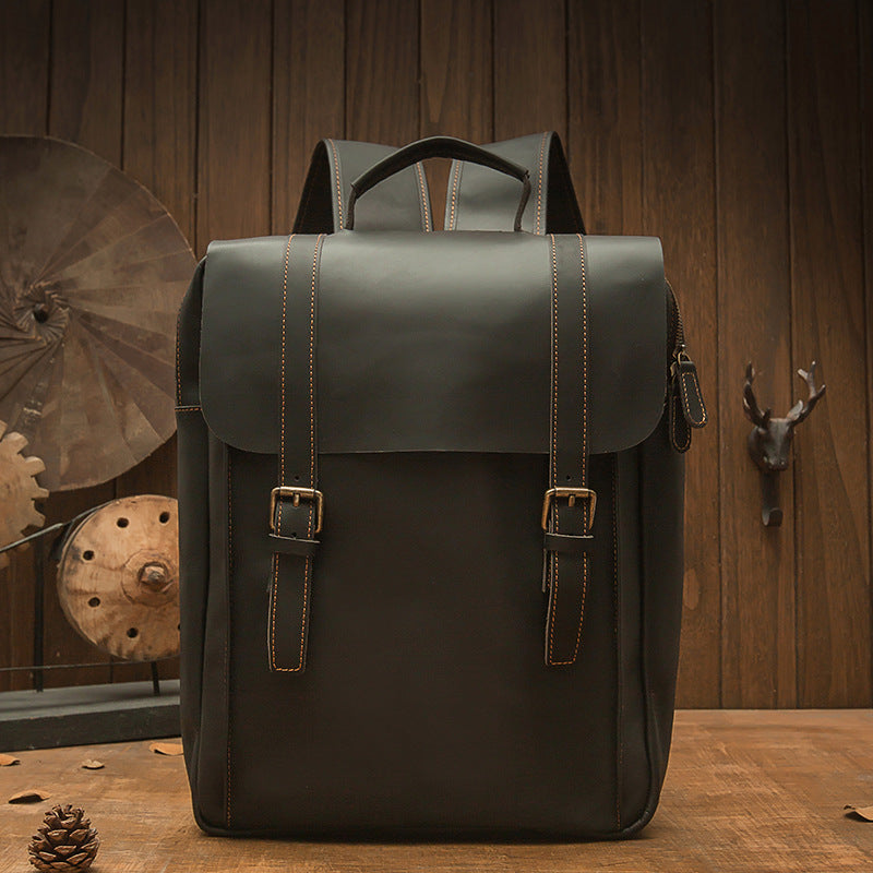Men's backpack, handmade, quality, large capacity, genuine cowhide leather, fashion travel bag, computer bag