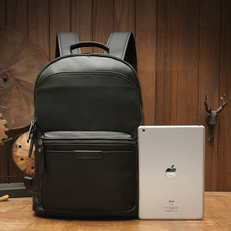 Men's backpack handmade cowhide genuine leather simple casual quality travel bag