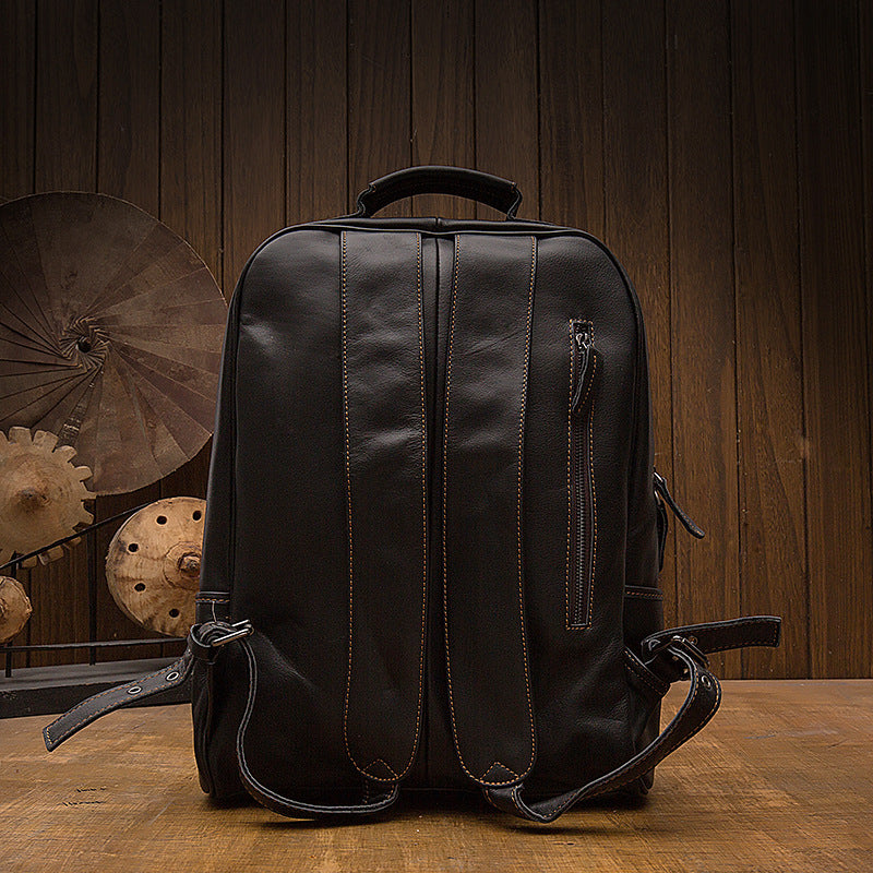 Men's backpack, handmade, genuine cowhide leather, Korean fashion travel bag, business computer bag