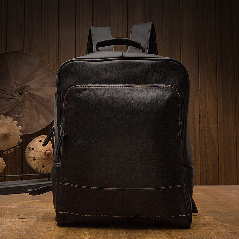 Men's backpack, handmade, genuine cowhide leather, Korean fashion travel bag, business computer bag