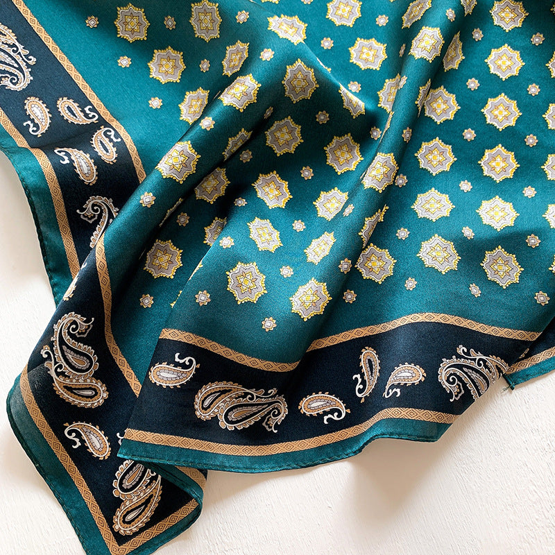 Silk scarf for women printed pattern commuting style small scarf goes with everything elegant neckerchief