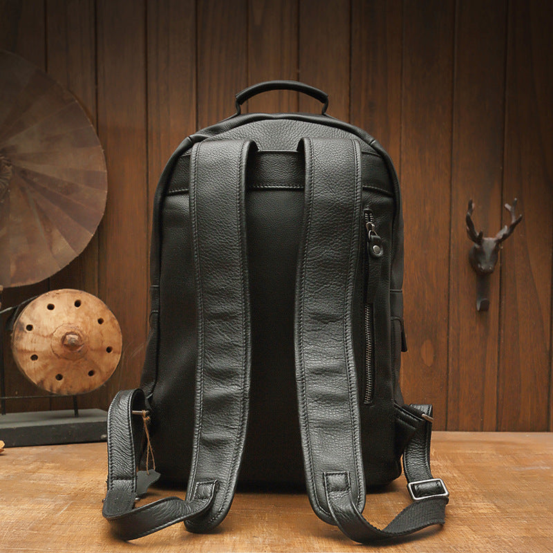 Men's backpack handmade cowhide genuine leather simple casual quality travel bag