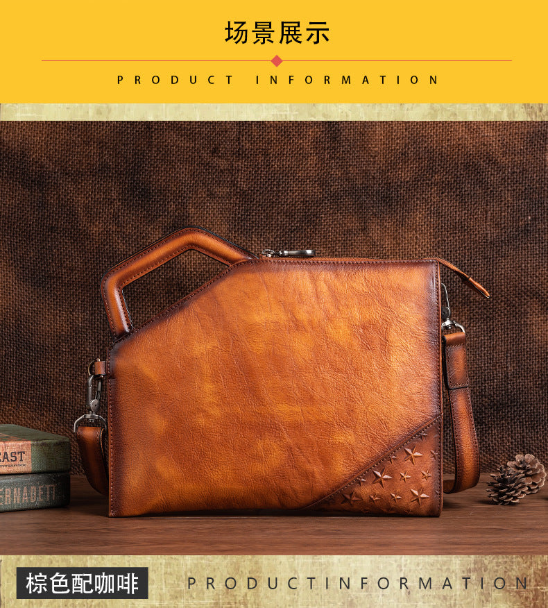 Men's Clutch Bag Cowhide Unique Casual Men's Crossbody Bag Handbag