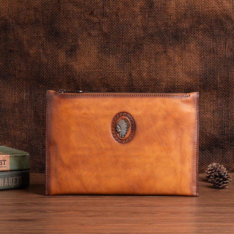 Men's Clutch Bag Genuine Cowhide Leather Casual Men's Handbag