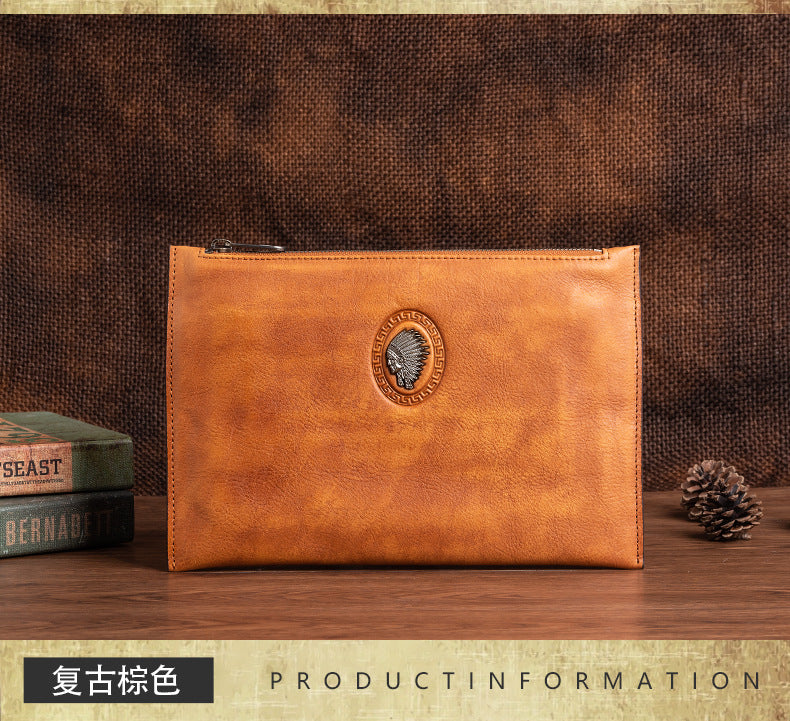 Men's Clutch Bag Genuine Cowhide Leather Casual Men's Handbag