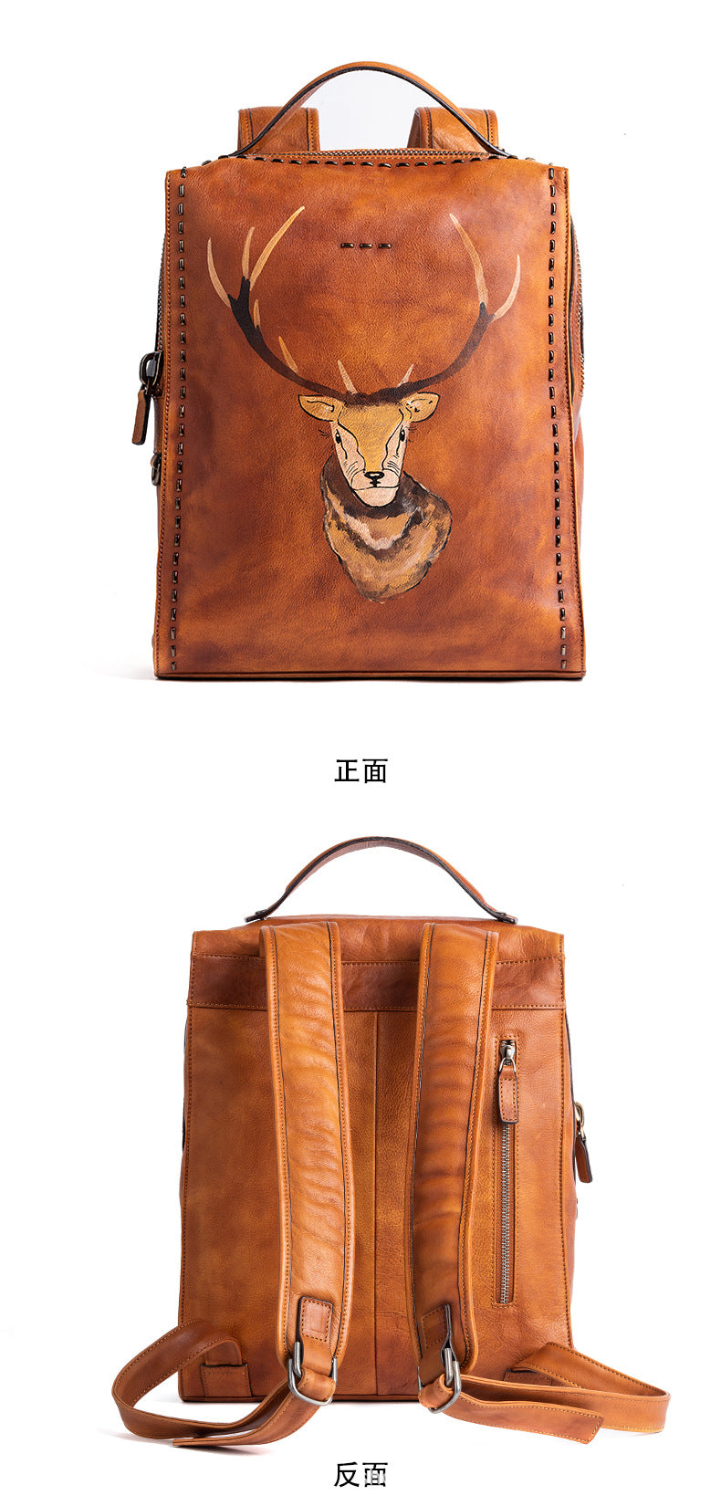 Men's backpack cowhide genuine leather unique fashion travel bag