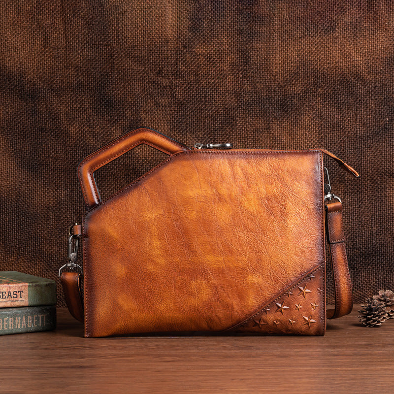 Men's Clutch Bag Cowhide Unique Casual Men's Crossbody Bag Handbag