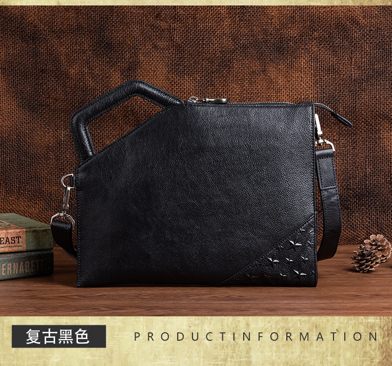 Men's Clutch Bag Cowhide Unique Casual Men's Crossbody Bag Handbag