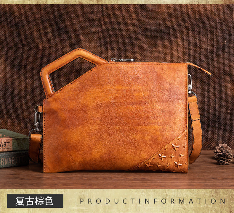 Men's Clutch Bag Cowhide Unique Casual Men's Crossbody Bag Handbag