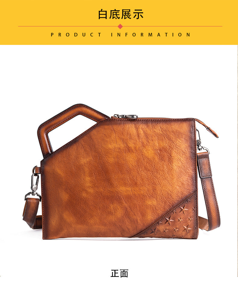 Men's Clutch Bag Cowhide Unique Casual Men's Crossbody Bag Handbag