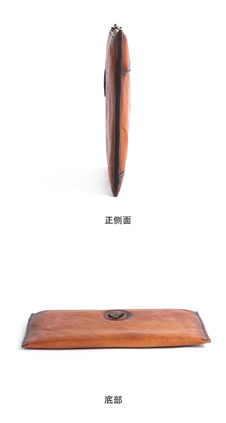 Men's Clutch Bag Genuine Cowhide Leather Casual Men's Handbag