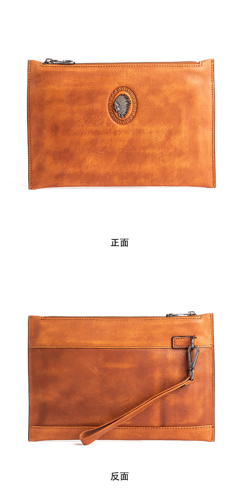 Men's Clutch Bag Genuine Cowhide Leather Casual Men's Handbag