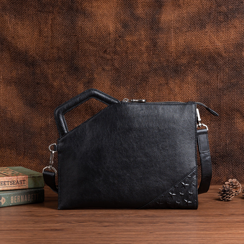 Men's Clutch Bag Cowhide Unique Casual Men's Crossbody Bag Handbag