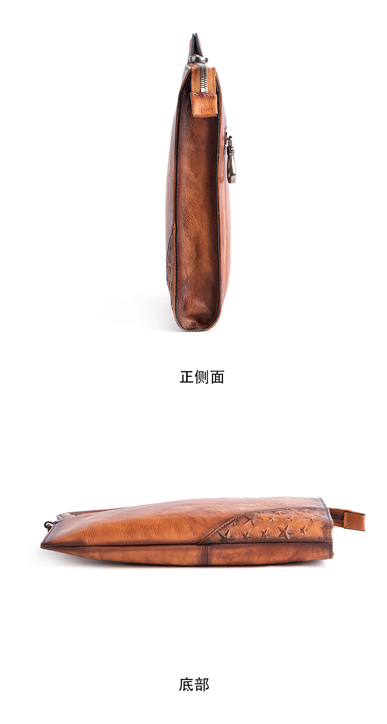 Men's Clutch Bag Cowhide Unique Casual Men's Crossbody Bag Handbag