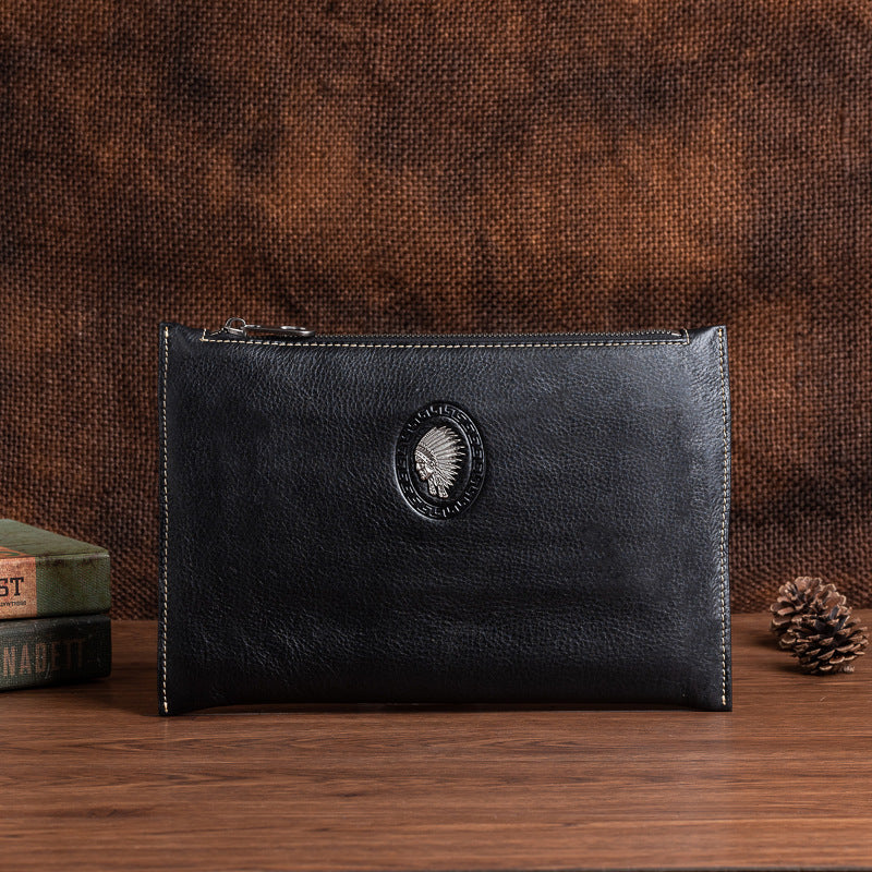 Men's Clutch Bag Genuine Cowhide Leather Casual Men's Handbag