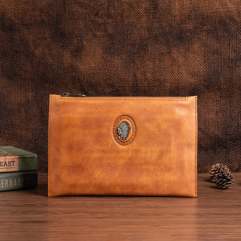 Men's Clutch Bag Genuine Cowhide Leather Casual Men's Handbag
