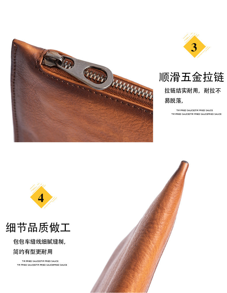Men's Clutch Bag Genuine Cowhide Leather Casual Men's Handbag