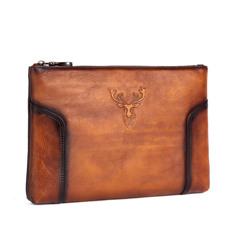 Men's Clutch Bag Genuine Cowhide Leather Casual Men's Handbag