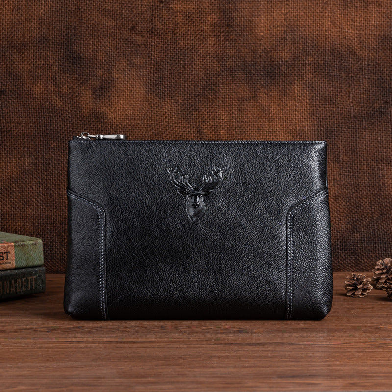 Men's Clutch Bag Genuine Cowhide Leather Casual Men's Handbag