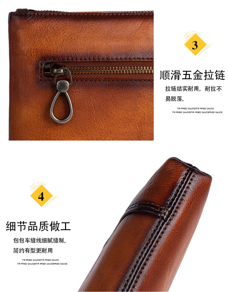 Men's Clutch Bag Genuine Cowhide Leather Casual Men's Handbag