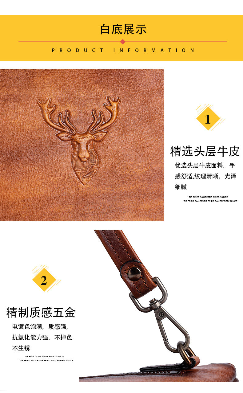 Men's Clutch Bag Genuine Cowhide Leather Casual Men's Handbag