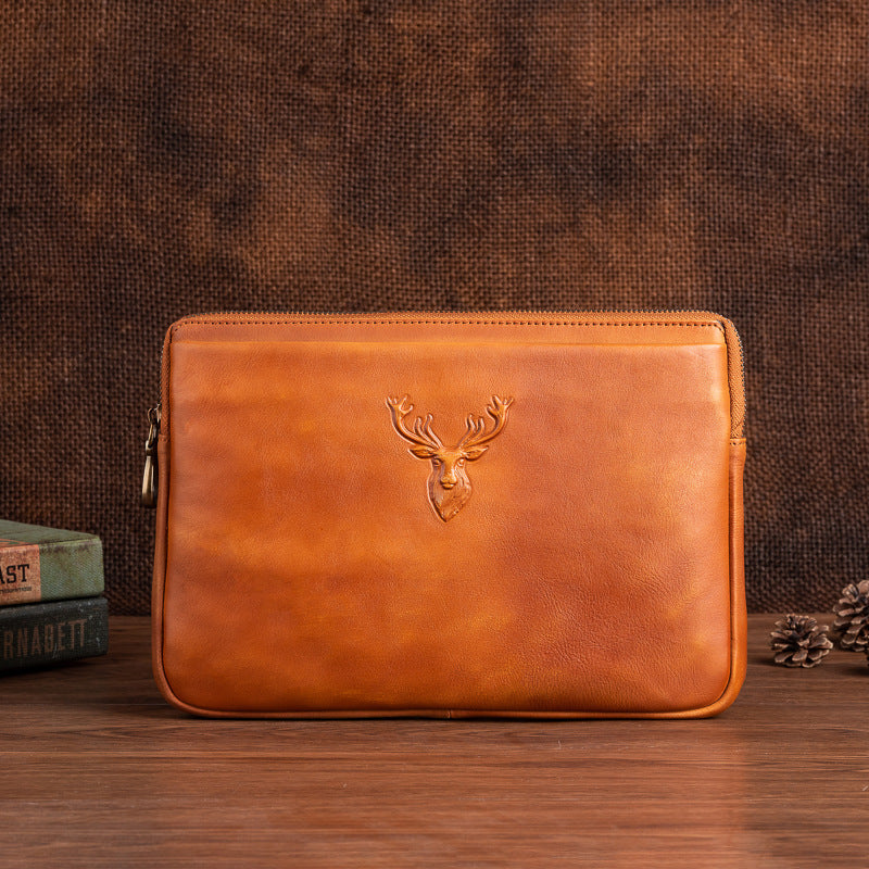 Men's Clutch Bag Genuine Cowhide Leather Retro Casual Men's Bag