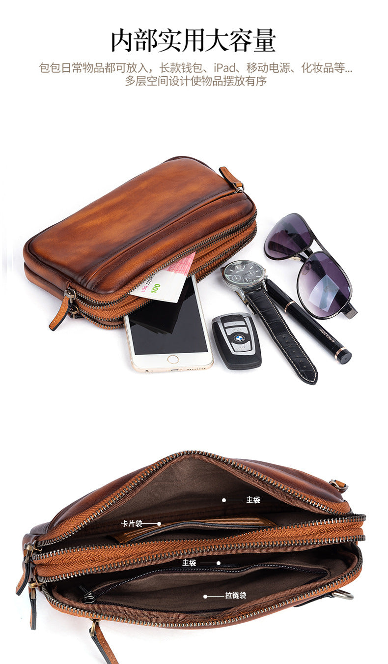 Men's Clutch Bag Genuine Cowhide Leather Casual Men's Handbag