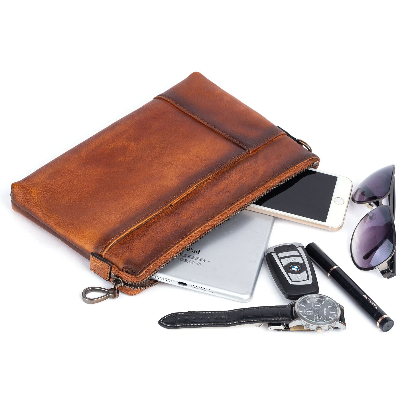 Men's Clutch Bag Genuine Cowhide Leather Casual Men's Handbag