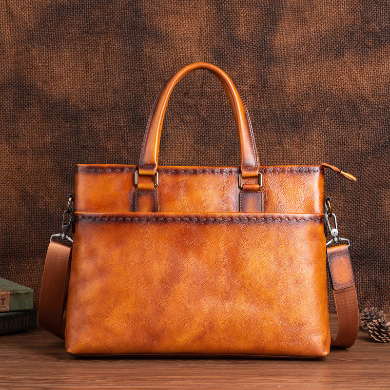 Men's Briefcase Cowhide Genuine Leather Business Men's Handbag