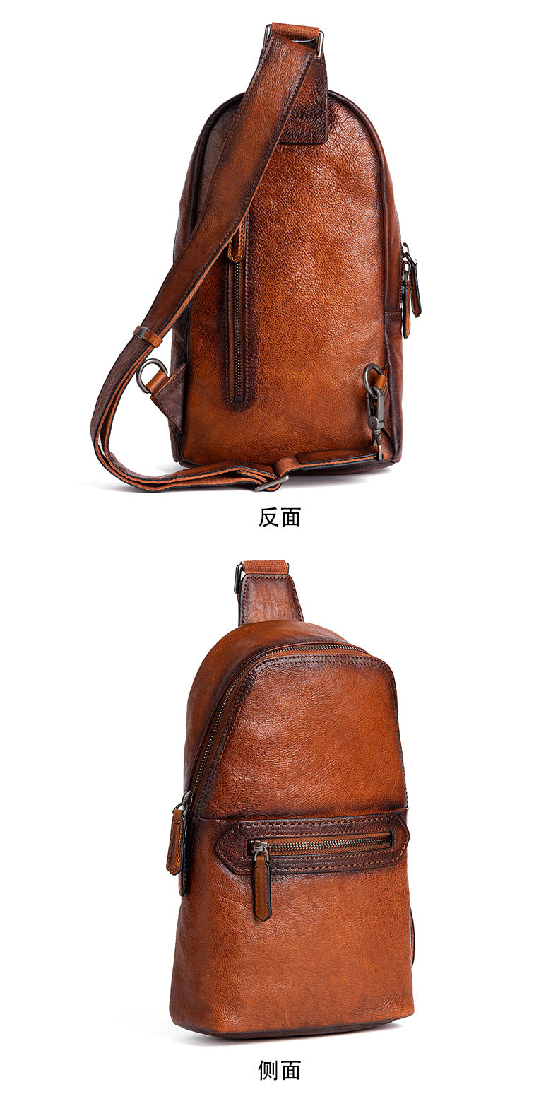 Men's Bust Bag Genuine Cowhide Leather Fashion Business Men's Crossbody Bag