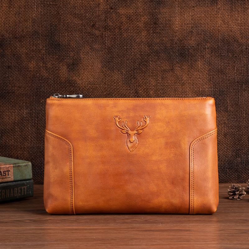 Men's Clutch Bag Genuine Cowhide Leather Casual Men's Handbag