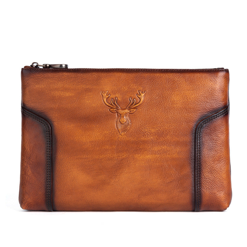 Men's Clutch Bag Genuine Cowhide Leather Casual Men's Handbag