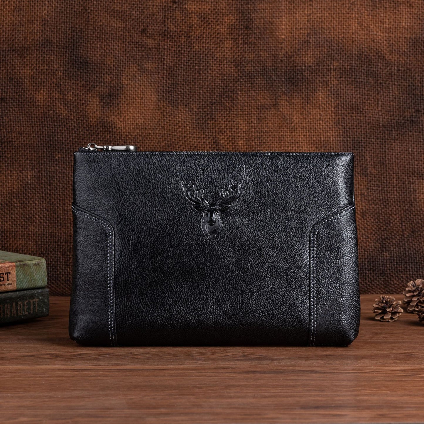 Men's Clutch Bag Genuine Cowhide Leather Casual Men's Handbag