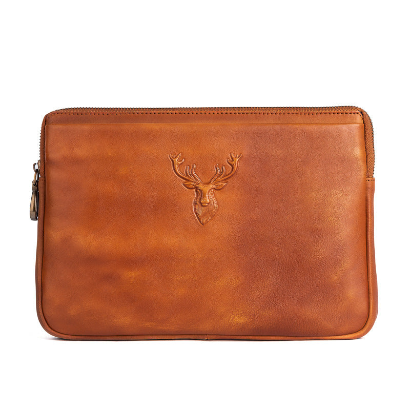 Men's Clutch Bag Genuine Cowhide Leather Retro Casual Men's Bag