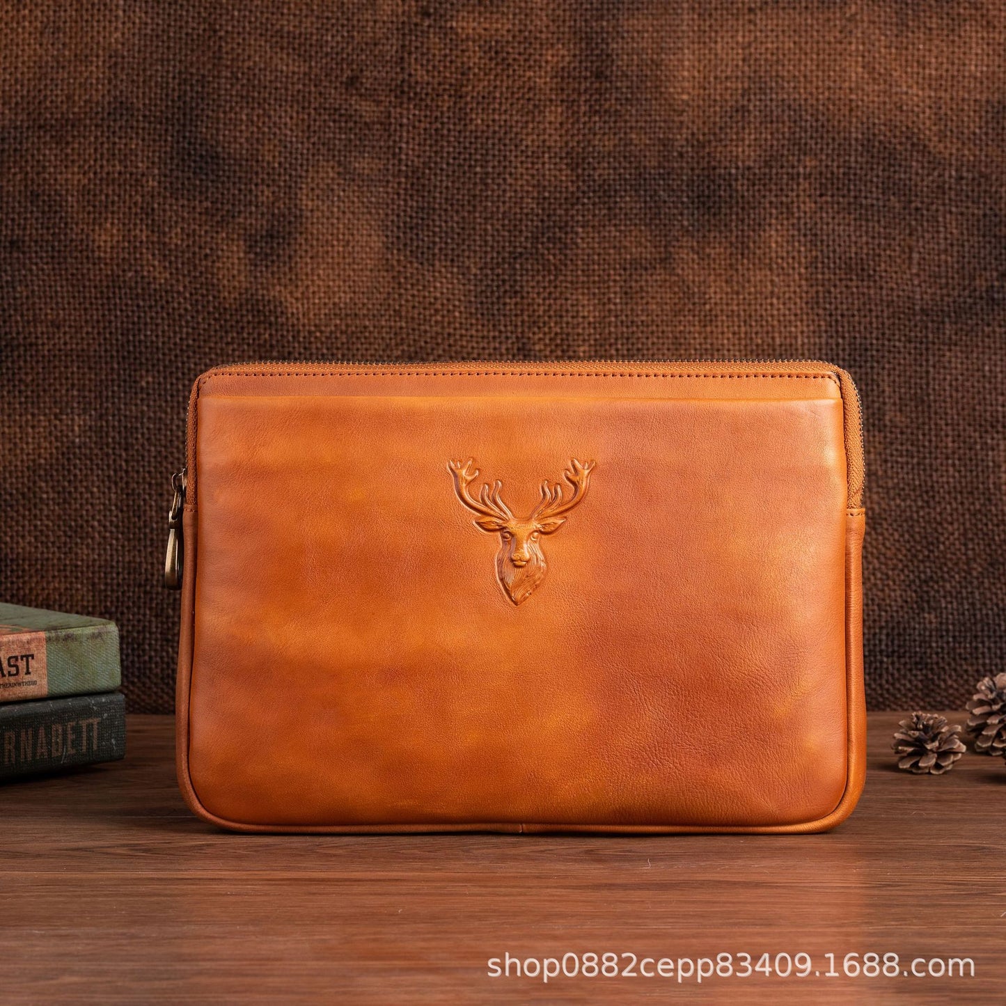 Men's Clutch Bag Genuine Cowhide Leather Retro Casual Men's Bag