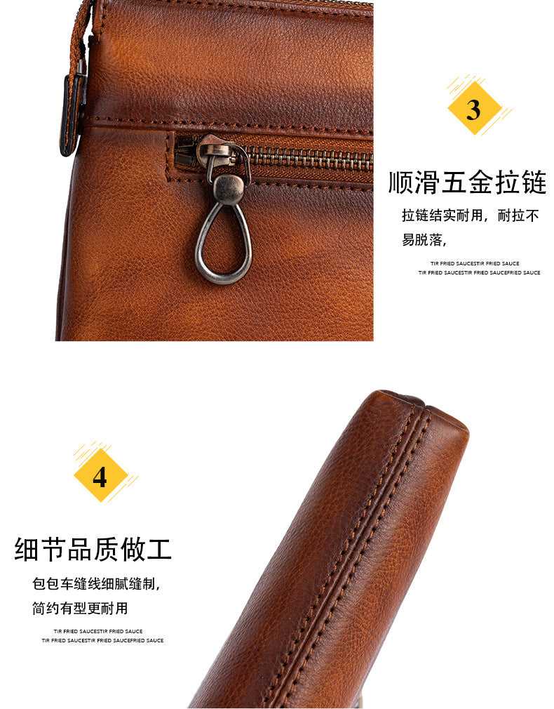 Men's Clutch Bag Genuine Cowhide Leather Casual Men's Handbag