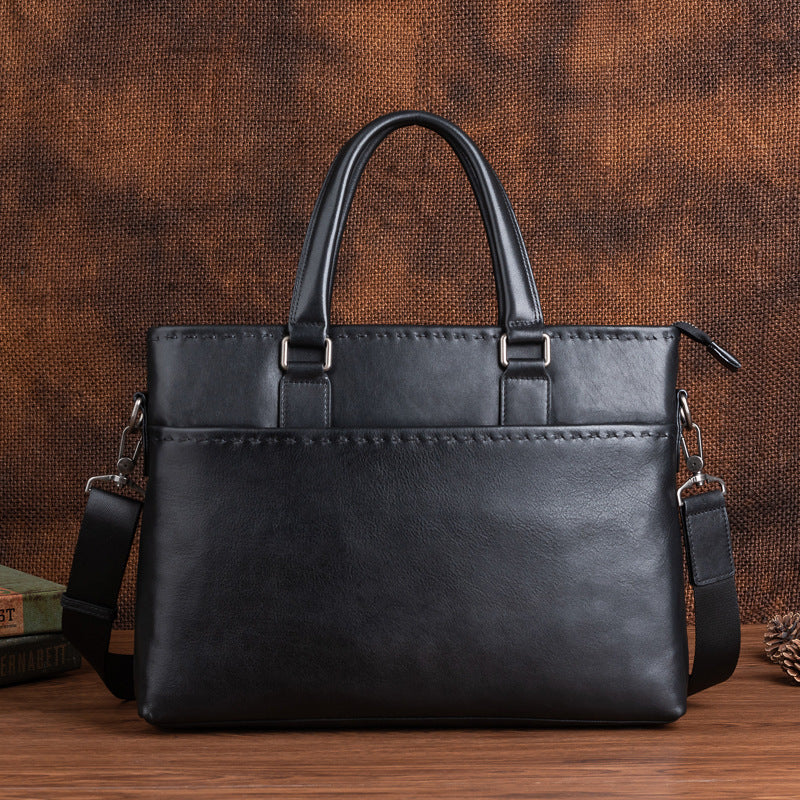 Men's Briefcase Cowhide Genuine Leather Business Men's Handbag