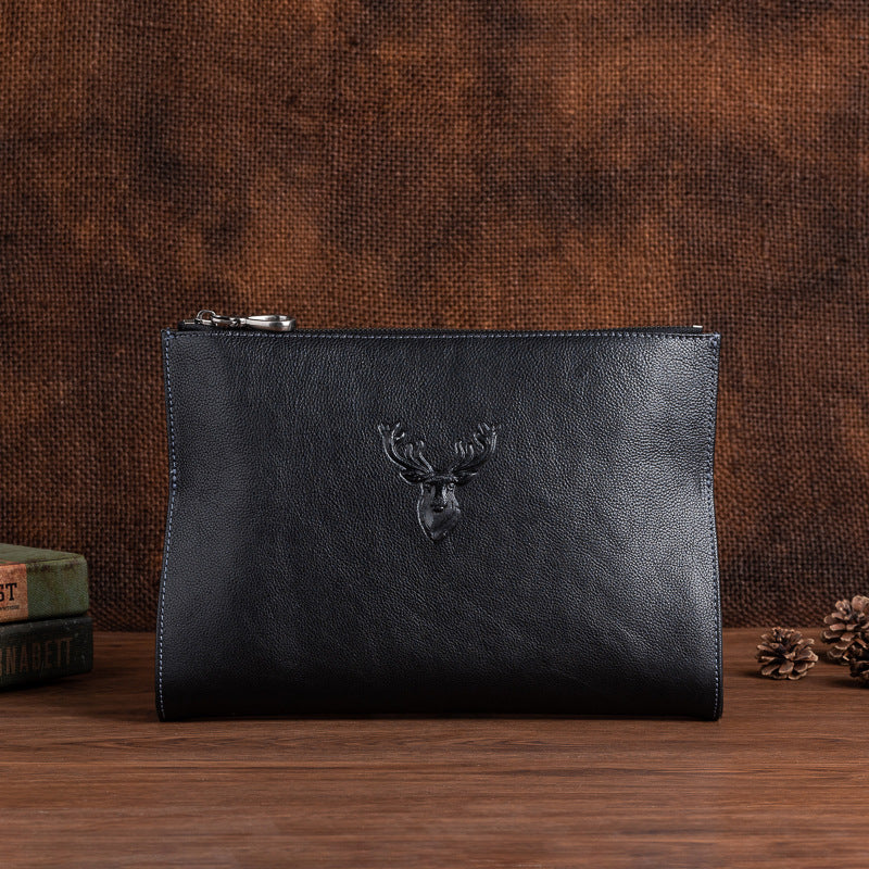 Men's Clutch Bag Genuine Cowhide Leather Retro Casual Men's Handbag