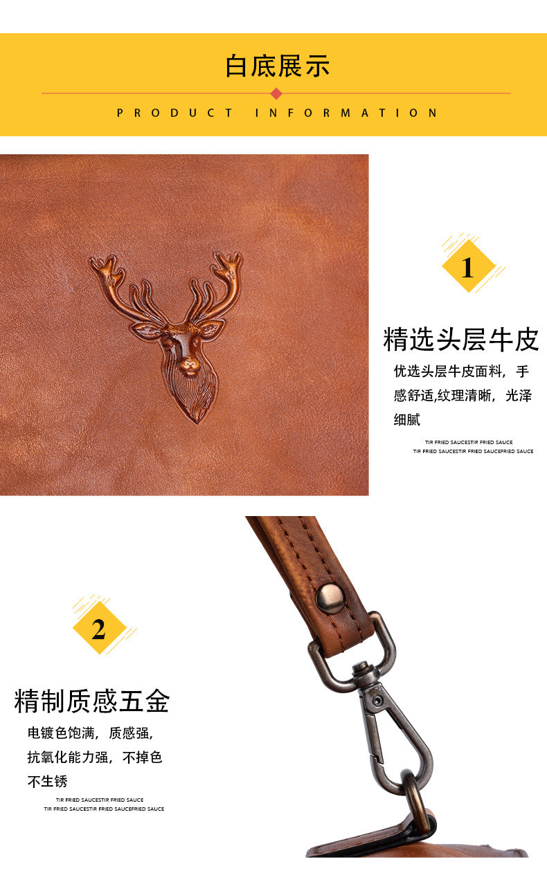 Men's Clutch Bag Genuine Cowhide Leather Retro Casual Men's Handbag