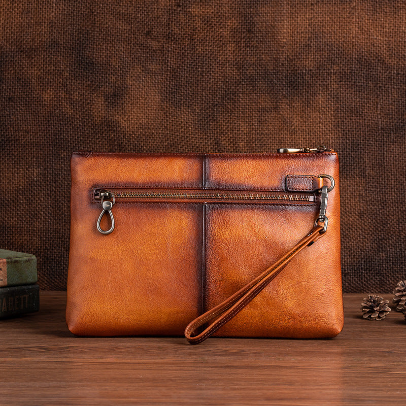 Men's Clutch Bag Genuine Cowhide Leather Casual Men's Handbag