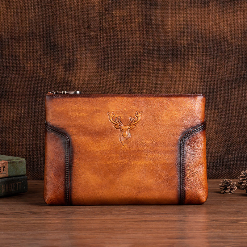 Men's Clutch Bag Genuine Cowhide Leather Casual Men's Handbag
